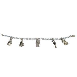 Silver Tone Christmas Charm Bracelet